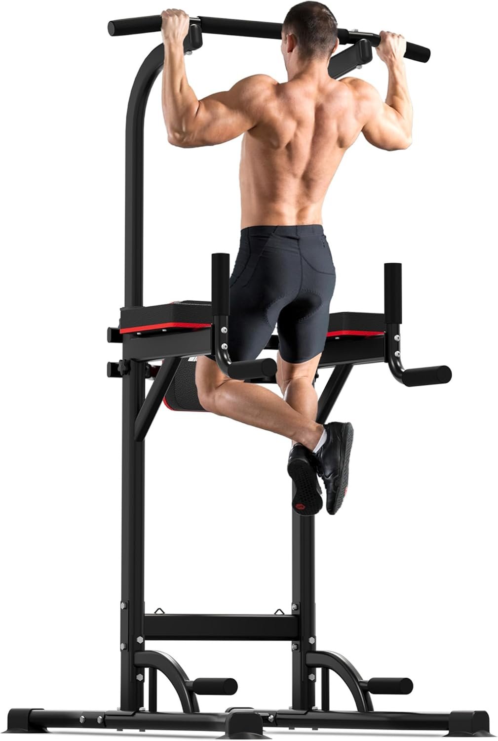 Outdoor Basic Power Tower, Pull Up Bar and Dip Station for Home Gym, 1600LBS Weight Capacity, Adjustable Height, Heavy Duty Steel Frame for Calisthenics, Strength Training Fitness Equipment​