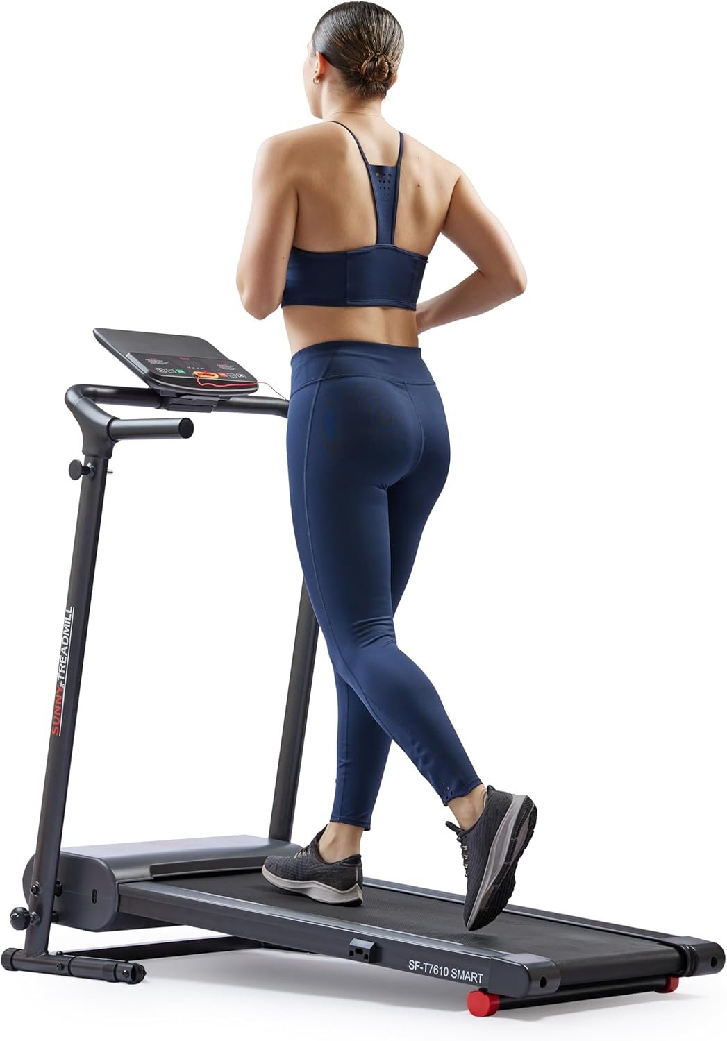 Sunny Health & Fitness Compact Foldable Treadmill - Easy Assembly, Quiet Operation, LCD Performance Monitor, Device Holder - Running & Walking Exercise, Optional Free SunnyFit App Bluetooth Connection